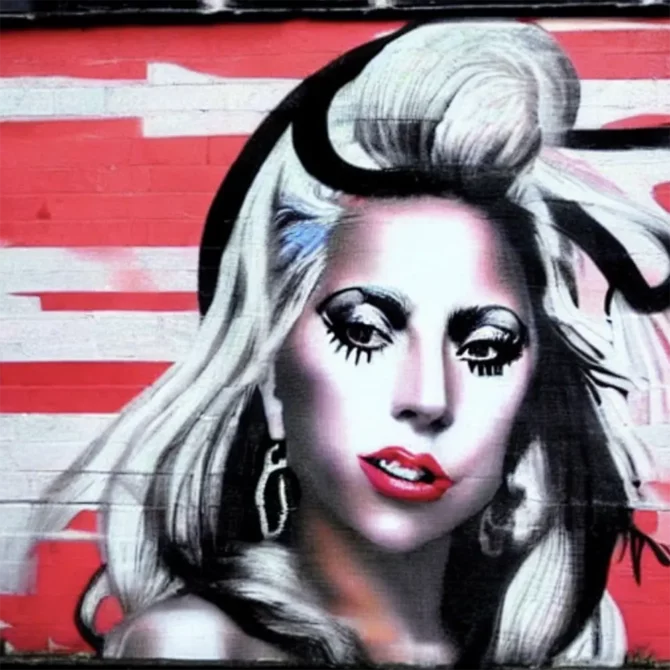 Lady Gaga in the style of Banksy     22